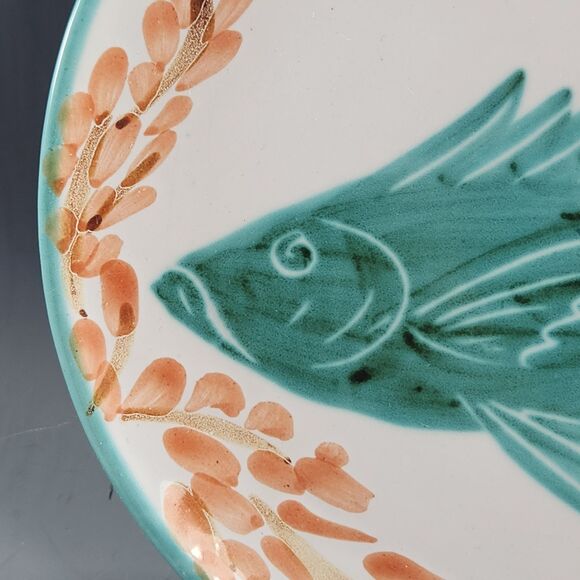 Vallauris Fish Plate A. Fazio Hand Painted Redware Pottery SAP Mark France VTG - Picture 4 of 7